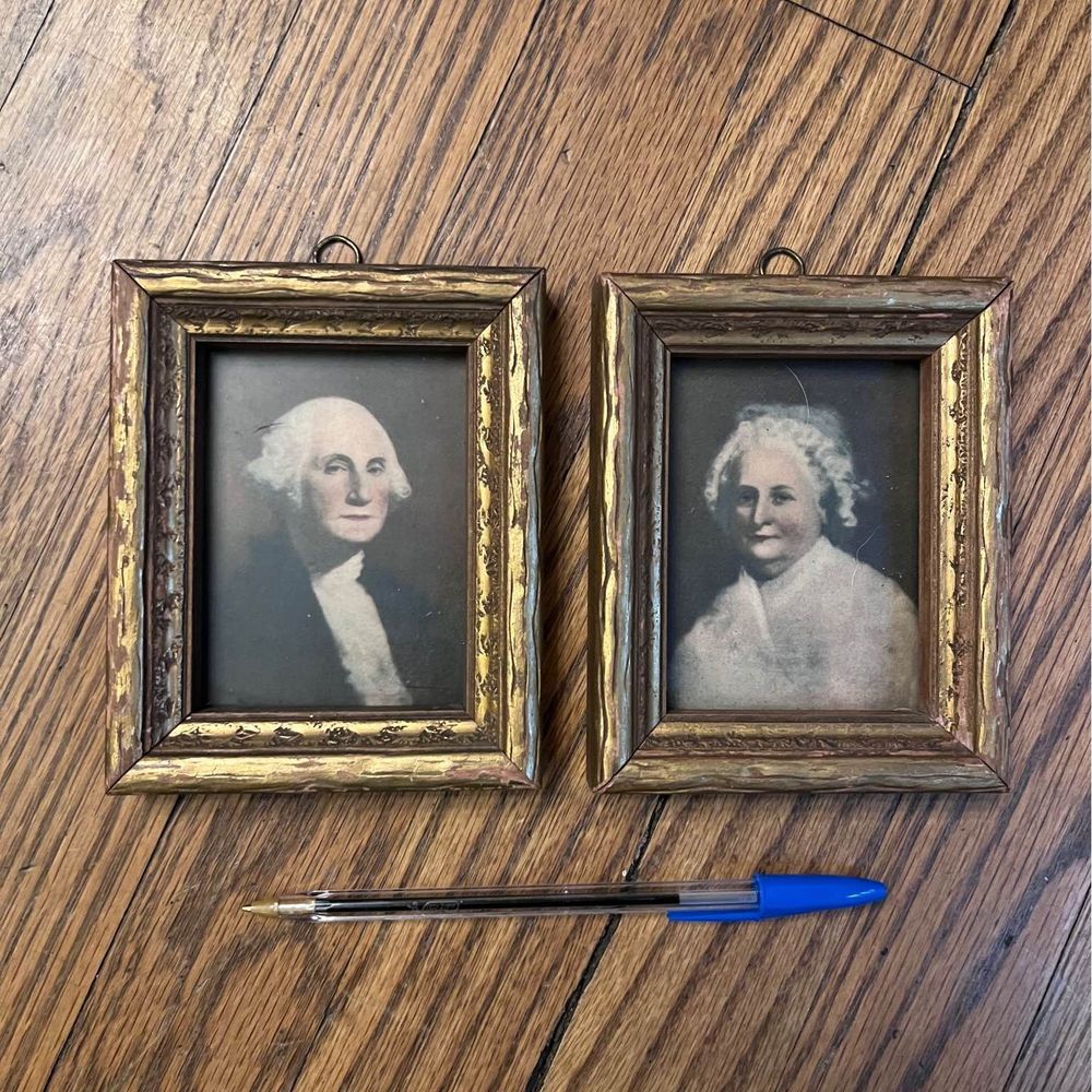 19th Century George & Martha Washington 4" x 5" Framed Photos